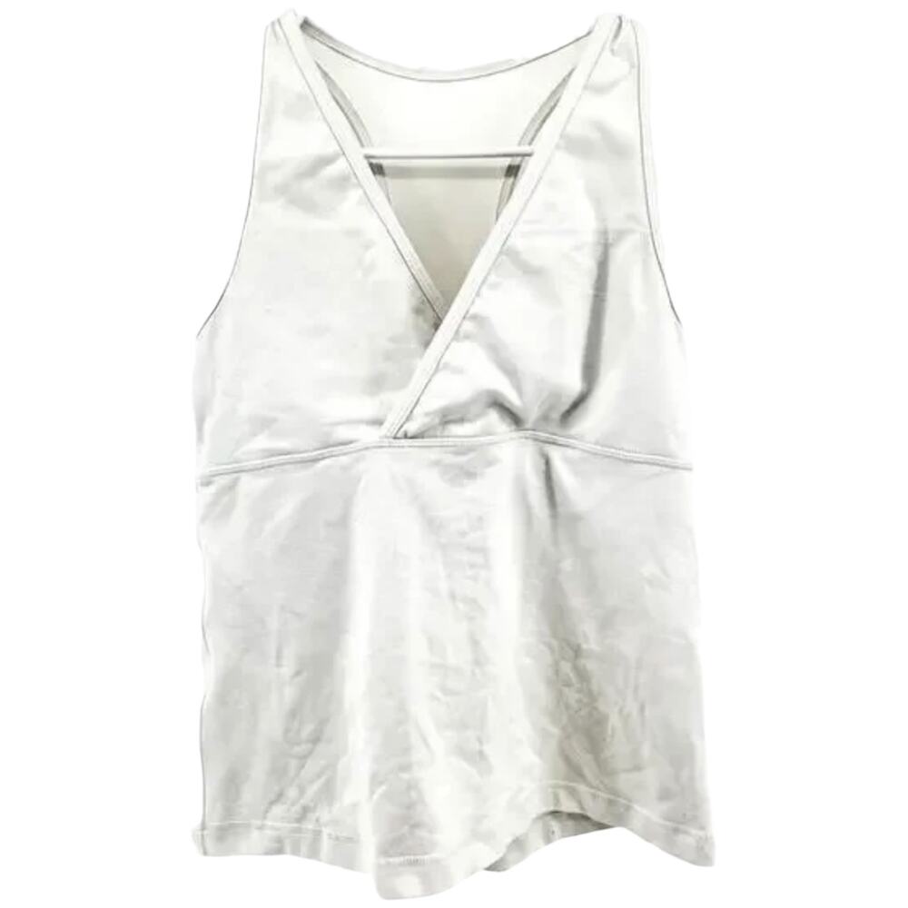 Lululemon Deep V Racerback Tank Top Mesh Back Shelf Bra White 6